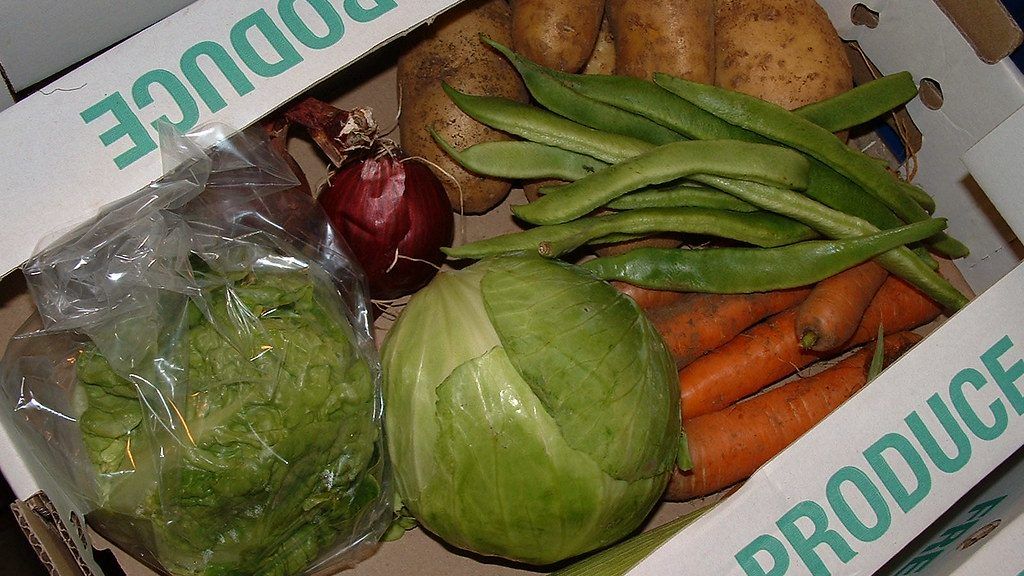 Box of fresh vegetables for home delivery
